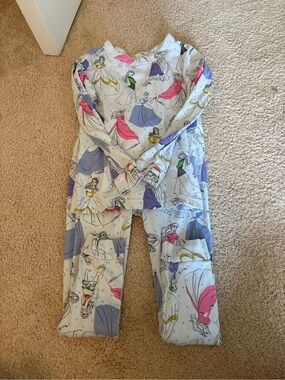 GAP Kids White Pajama Set with Pink, Purple, Yellow and Green Princess Prints
